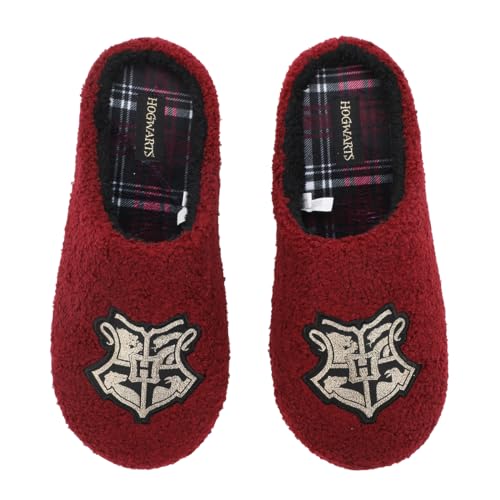 Bioworld Harry Potter Hogwarts Crest Adult Red Scuff Slippers