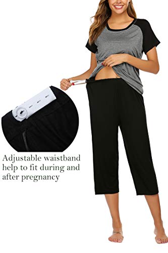 Ekouaer Maternity Capri Pants Soft And Comfy Loungewear 2 Pieces Nursing Pajamas Set (Grey Xxl) #TOP1