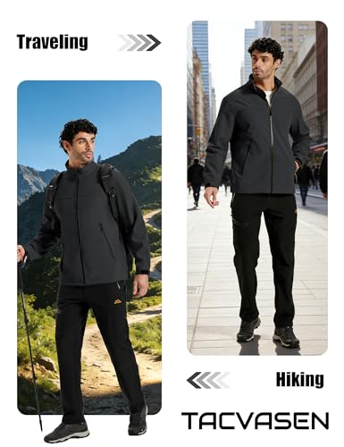 TACVASEN Men's Lightweight Softshell Jacket Fleece Lined Windbreaker Waterproof Rain Coats for Tactical Hiking - Image 8