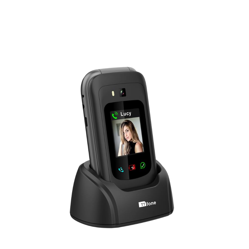TTfone TT970 Whatsapp 4G con Pantalla táctil, teléfono móvil Flip de botón Grande para Personas Mayores - Prepago con Pago a Medida Que se USA - Fácil y Simple de Usar (£0 de crédito, Vodafone)