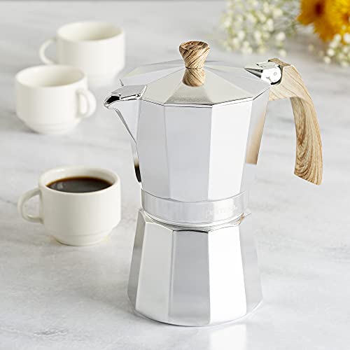 Image of Primula Aluminum Stove Top Espresso Coffee Maker, Percolator Coffee Pot for Moka, Cuban Coffee, Cappuccino, Latte and more, Perfect for Camping, 6 Cup, Polished
