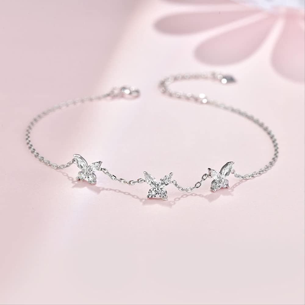 Pulsera y Brazalete con Dije de Mariposa de Cristal con borlas para Boda de Mujer