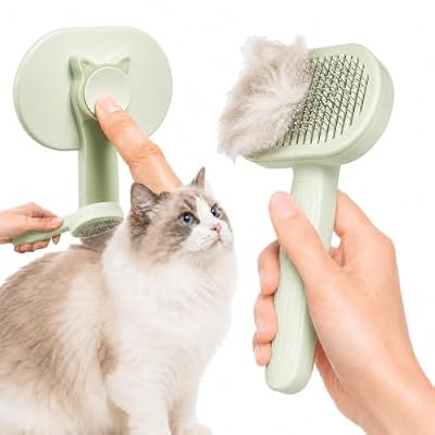 Cat Shedding Brush for long haired cats, Cat Deshedding tool, Green