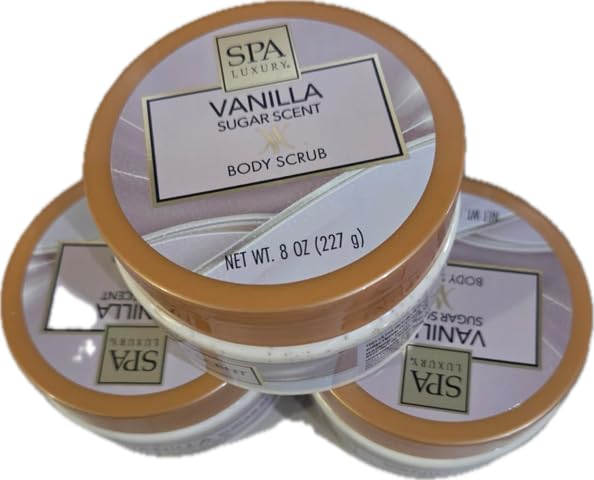 Luxury Body Scrub (Vanilla Sugar Scent) -3pk- 8 ozs ea. 24ozs total.