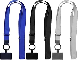 Molain Phone Lanyards for Around the Neck, Universal Cell Phone Lanyard Crossbody, Adjustable Mobile Phone Straps, Nylon Patch Phone Neck Strap Compatible with All Smartphones (3 Pcs, Black+Blue+Gray)