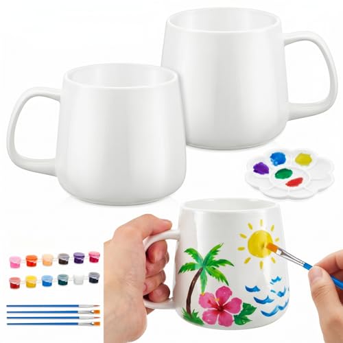 Imagen de Juego de 2 tazas de cerámica para pintar tu propia taza