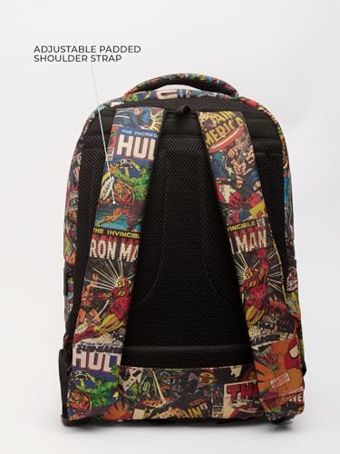Image of The Souled Store Marvel: Mightiest Heroes Backpacks | 19.47L Rugged Cotton Canvas Laptop Bag | 15.5 Inch Tech Sleeve & Luggage Strap | Premium Avengers Edition Travel & College Rucksack
