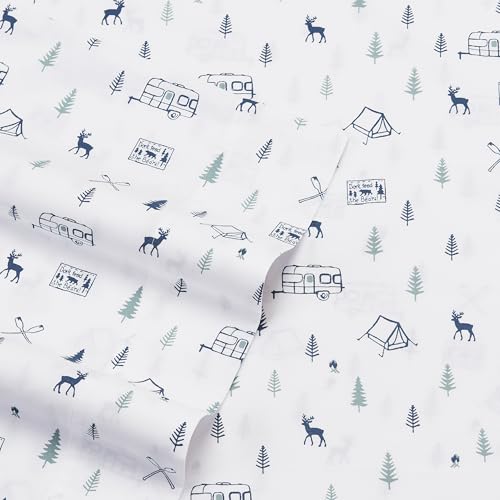 Image of Eddie Bauer - Twin Sheet Set, Cotton Percale Bed Sheets, Crisp & Cool Bed Sheets, Ideal Dorm Essentials (Campout Dark Blue, Twin)