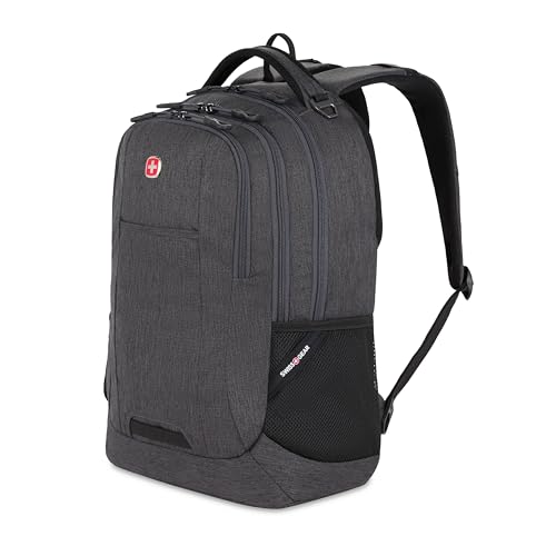 SwissGear 5505 Cecil 16” Laptop Backpack Charcoal – Daily Laptop Bag with Gear Attachment Options – Multiple Organizer Pockets & Padded Shoulder Straps