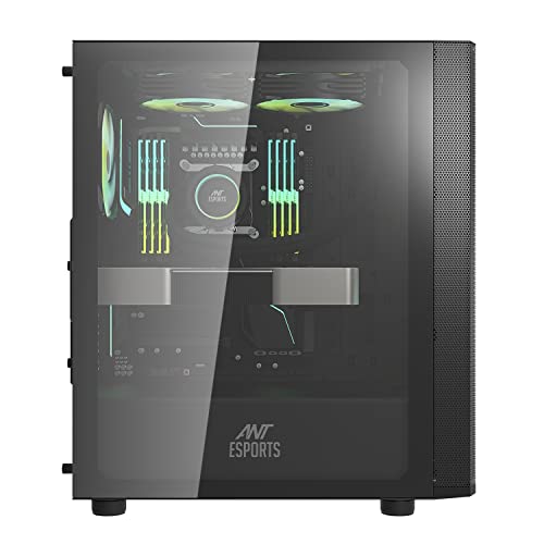 Image of Ant Esports 250 Air Mid- Tower Computer Case /Gaming Cabinet - Black | Support - ATX, M-ATX, ITX | Pre-Installed 3 x 120mm Front Fans