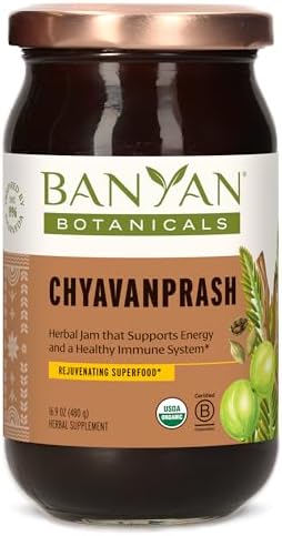 Banyan Botanicals Chyavanprash – Organic Ayurvedic Herbal Jam with Raw Honey, Amla & Ashwagandha – Vitalizing Superfood Immune Support Supplement* – 16.9 oz – Non GMO Sustainably Sourced Gluten Free