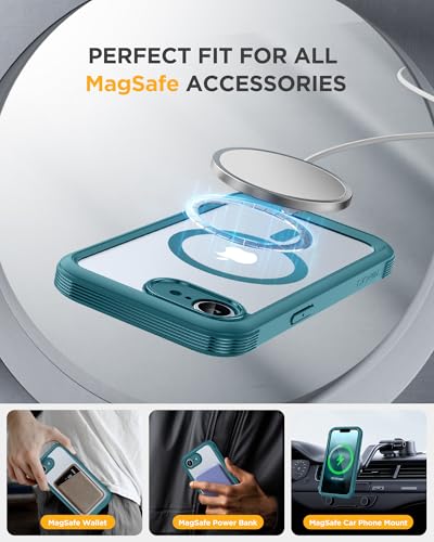 Image of Miracase for iPhone 17e Case & iPhone 16e Case, Full-Body Phone with Built-in Glass Screen Protector, [Magnetic with MagSafe] Military Drop Proof 17 E / 16 E Cover Bumper 6.1 inch, Green