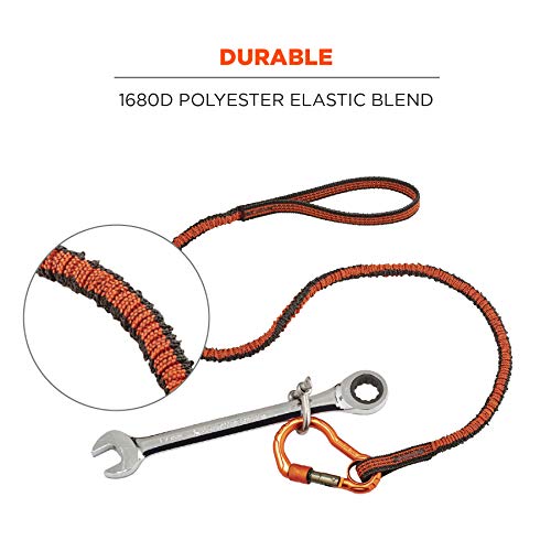 Ergodyne Squids 3100F(X) Tool Lanyard, Shock Absorbing With Self-Locking Carabiner And Loop End, Tool Weight Capacity 10Lbs , Standard , Gray #TOP4
