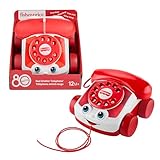 Fisher-Price - Telefono Chiacchierone Rosso, gioco trainabile con l'iconico filo rosso in stile Mattel, edizione speciale 80° Anniversario, giocattolo per bambini, 12+ mesi, JGG97