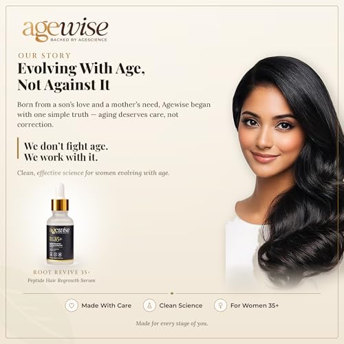 Image of Agewise Root Revive 35+ Hair Growth Serum for Women - Redensyl 3%, AnaGain 4%, Procapil 3% & Baicapil 3% - For Hormonal Thinning, PCOS, Postpartum & Menopause Hair Fall - 30 ml