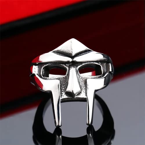 Adjustable Doom Mask Vintage Viking Rings for Men, Jewelry Silver Plated Metal Ring2