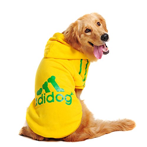 Idepet Cotton Adidog Large Dog Clothes Hoody,5XL, Yellow