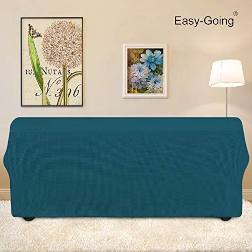 Image of Easy-Going Stretch Sofa Slipcover 1-Piece Sofa Cover Furniture Protector Couch Soft with Elastic Bottom for Kids, Polyester Spandex Jacquard Fabric Small Checks (Sofa, Peacock Blue)