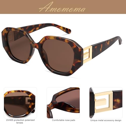 AMOMOMA Oversized Hexagonal Sunglasses for Women, Fashion Womens sunglasess Designer Shades 70s UV400 Polarized AM66464