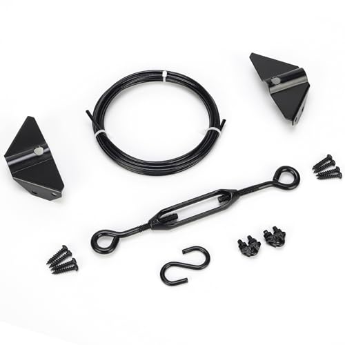 Image of Anti Sag Gate Kit for Wooden Fence, Black Gate Support Cable Kit, Gate Sag Frame Kit Hardware, Anti-Sagging Fence Gate Kit Hardware, Wood Gate Repair Kit for Outdoor, 1 Pack