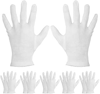 Mudder 6 Pairs Cosmetic Gloves Hand Spa Gloves for Moisturizing, White (L Size)