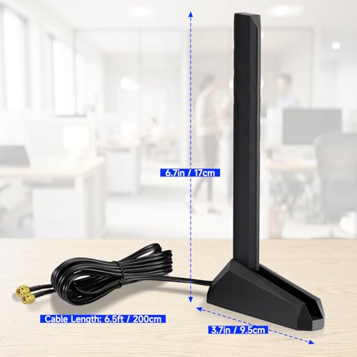 Image of Eightwood WiFi 7 WiFi 6E Antenna Tri-Band 6GHz 5GHz 2.4GHz RP-SMA Antenna with Magnetic Base for Desktop PC ASUS Gigabyte Aorus Gaming Motherboard PCIe Bluetooth Card