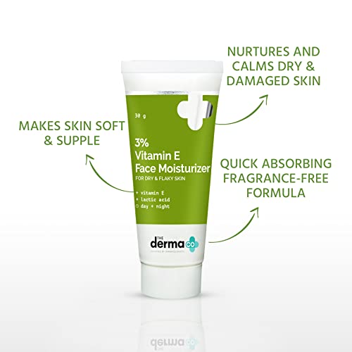 Image of The Derma Co 3% Vitamin E Face Moisturizer With Vitamin E & Lactic Acid For Dry & Flaky Skin - 30g
