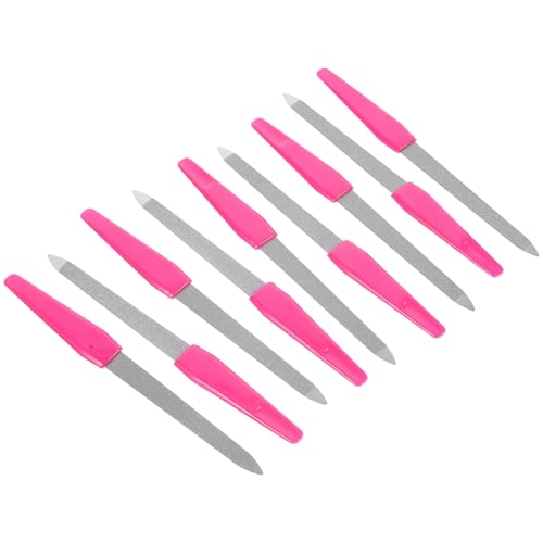 LEDMOMO 10個 両面爪やすり nail file 足の爪やすり 爪やすりキット アクリルネイル用爪やすり 爪ファイル 男性用爪やすり 天然爪用金属爪やすり ステンレス鋼 Rosy