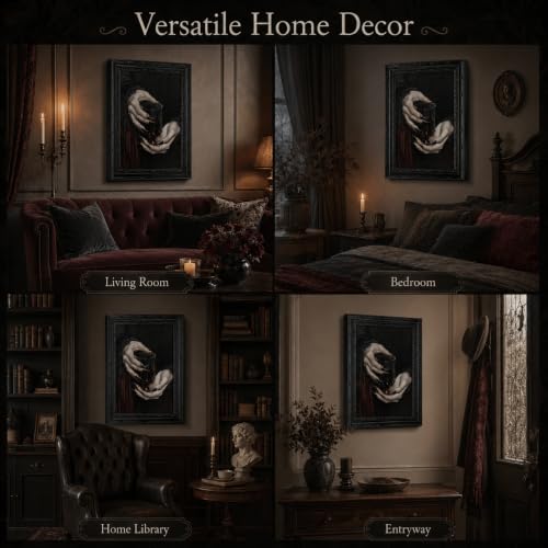 Black Framed Wall Art Gothic Vampire Canvas Print Dark Academia Moody Wine Glass Decor Picture Halloween Spooky Artwork for Living Room Bedroom 9x11 inch - image 6