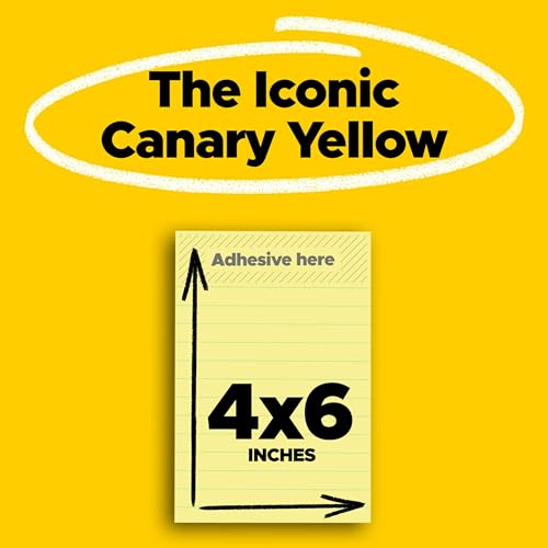 Post-it Super Sticky Lined Notes, 3 Sticky Note Pads, 4 x 6 in., School Supplies, Office Products, Sticky Notes for Vertical Surfaces, Monitors, Walls and Windows, Canary Yellow image 5