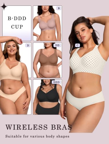 Image of OEAK Womens Wireless Jelly Bras Plus Size Support Push Up Comfortable Bra | no underwire,full coverage,for large breast,minimizer bra,seamless,tshirt bras,everyday bra
