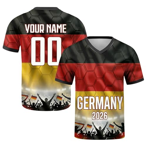 Maillot de Foot Personnalisable Coupe du Monde 2026, Flocage nom et numéro Homme Femme Adulte Enfant (Alle-magne)