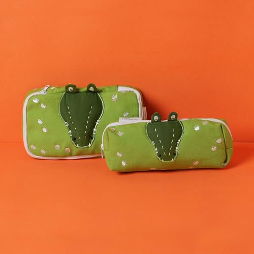 Image of abracadabra Multi-Utility Pouch, Pen & Pencil Case for Girls & Boys, Pencil Case Organizer, School Accessories Pouch, Stationary Storage, Large Stationary Pouch, Pencil Box for Student - Crocodile