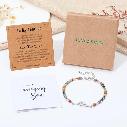 Image of TONY & SANDY Friend Gifts for Women, Unique Birthday Gifts for Women, Sister Gift from Sister, Wave Bracelet, Christmas Stocking Stuffers for Woman Female, Bestie Friendship Bracelets