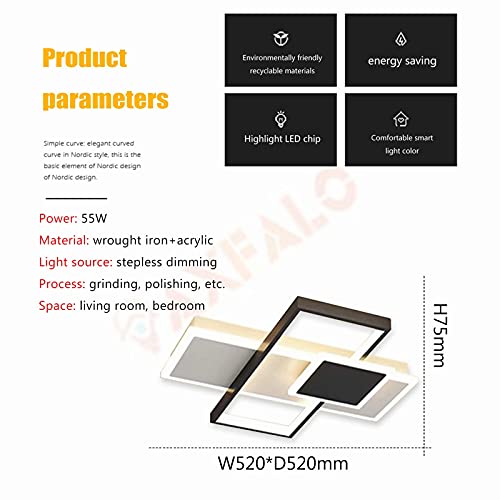 Plafonnier LED rectangle en acrylique pour éclairage de salon - 5