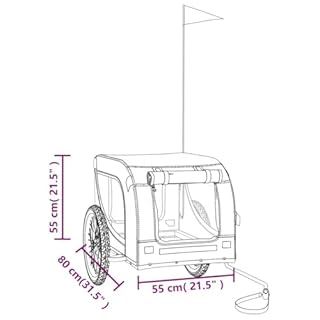 vidaXL Rimorchio da Bici per Animali Grigio e Nero Oxford e Ferro