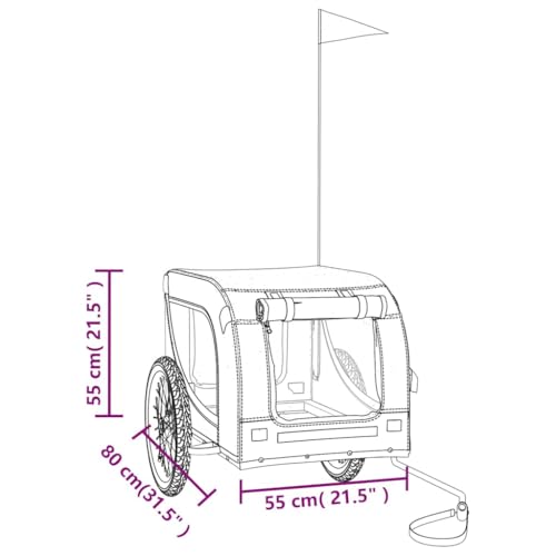Vidaxl Rimorchio Da Bici Per Animali Grigio E Nero Oxford E Ferro - 3