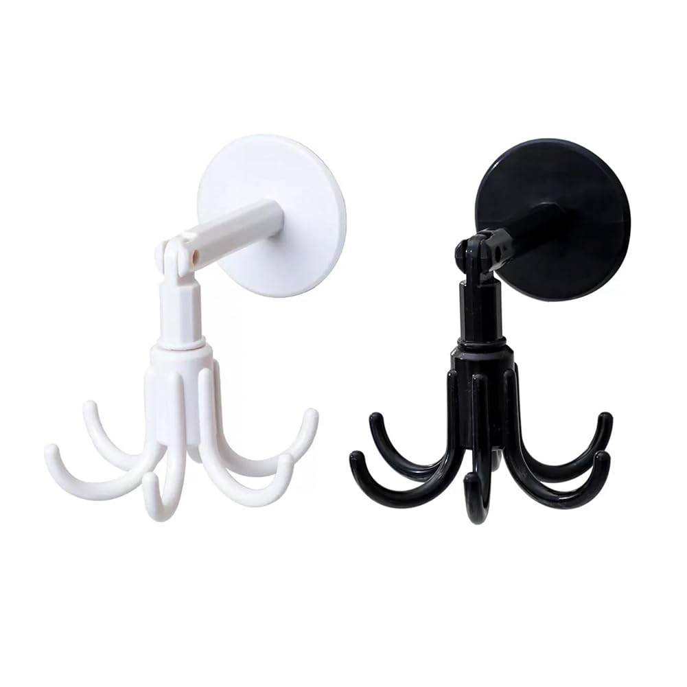 CTRLZS Hexagon Claw Rotating Hook Multifunctional Household Kitchen Toilet Hook Spoon Holder Key Storage Self-Adhesive Hook
