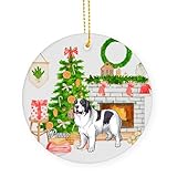 🎄 Ocasión: Adornos navideños de cerámica ideales para fiestas, bodas, baby showers, cumpleaños y Año Nuevo. Como decoración diaria para el hogar, estos colgantes redondos de cerámica se convertirán en una exquisita decoración para el árbol de Navidad, ventanas, chimeneas y pasamanos de escaleras.