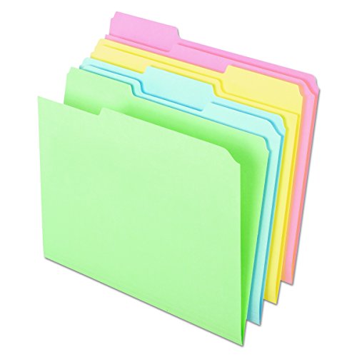 Pendaflex C2113PASR Pastel Color File Folders, 1/3 Cut Top Tab, Letter, Assorted (Box of 100)