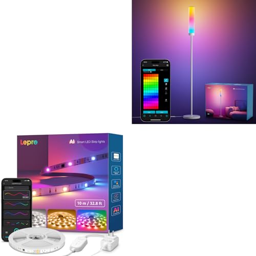 Lepro Bundle - 2 Items : O1 AI Floor Lamps & S2 32.8ft AI Smart LED Strip Lights