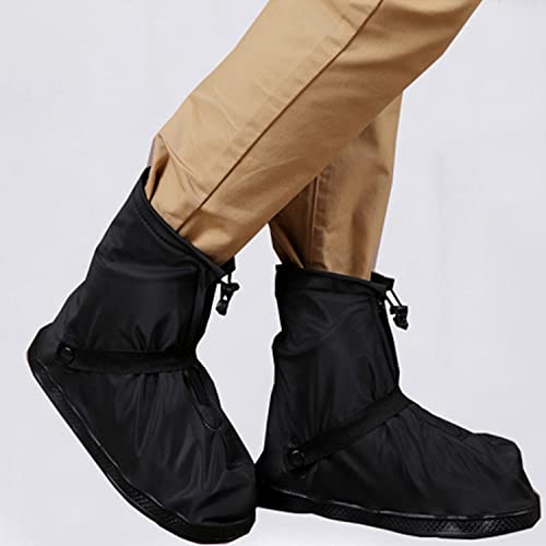 JINYISI Lot de 2 housses de chaussures de pluie pour la neige et la pluie - En PVC noir - Réutilisable - Avec fermeture éclair Cover