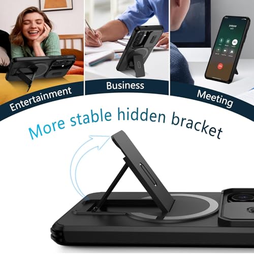 Image of ShieldTech MagStand Series Case for Samsung Galaxy S26 5G, Mobile Phone Cover with Sliding Camera Shield, Mag-Safe, Kickstand, Shockproof for Samsung Galaxy S26 5G - Black