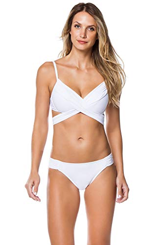 La Blanca Women's Island Goddess Wrap Underwire Push Up Bikini Swimsuit Top, White, 10