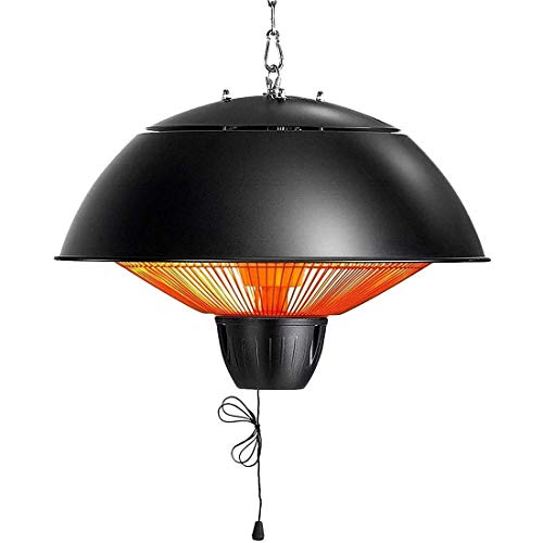 Deckenheizstrahler, Infrarot Heizstrahler, 600/900/1500 Watt, 3 Heizstufen, Schutzart: IP44, Halogenheizer, Aluminium Reflektor, mit Aluminium