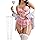 Alrovetoney Lace Lingerie Set with Garter Belts Red Lingerie for Women Sexy Skirts Stockings for Women Lingerie Pink Embroidery L