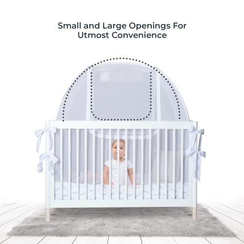 Pro Baby Safety Premium Pop Up Crib Tent, Crib Cover To Keep Baby From Climbing Out, Falls And Mosquito Bites, Safety Net, Canopy Netting Cover - Sturdy & Stylish Infant Crib Topper, Mosquito Net #TOP4