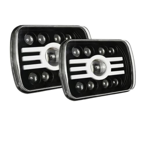 Phares LED 7x6 5x7 pouces de type D optiques carrées feux Hi-Lo Halo pour camion et auto 2PCS