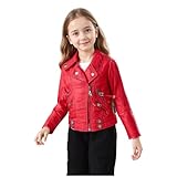 Red Boy Girl Collared Neck Spandex Faux Leather for Kids Girl Boy Fall Winter Motorcycle Jackets Outfit Kid 2026 Clothing Fashion Country Concert Y2K 4 Years