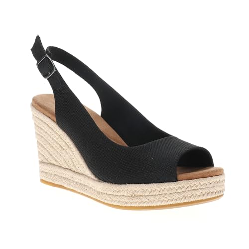 TOMS Womens Camilla Espadrille Slingback Casual Sandals Casual High Heel 3" & Up - Black2